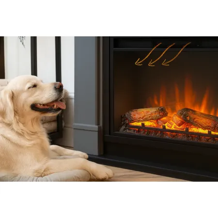 Caminetto Finto Decorativo Elettrico Tagu Frode con Cornice in Legno Grigio