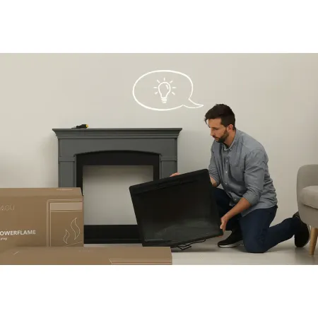 Camino Elettrico Tagu Hagen Bianco a Led da Pavimento con Cornice 1500w