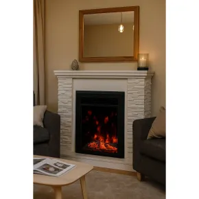 Camino Elettrico Bianco Effetto Pietra 1500W Moderno Fiamma Colorata 2