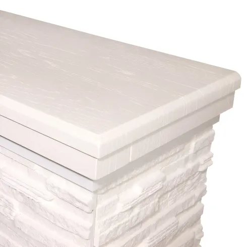 Camino Elettrico Moderno Bianco 2000W Effetto Pietra Finiture Oro