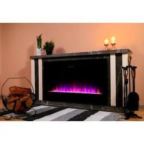 Camino Elettrico 1500W Effetto Marmo Decorativo da Soggiorno Grigio 2