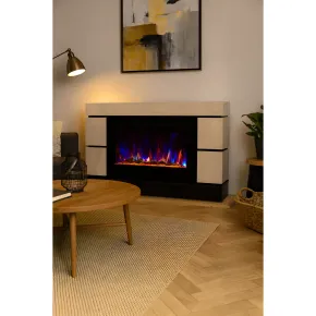 Camino Elettrico Effetto Pietra 1500W Beige con Cristalli da Interno 2