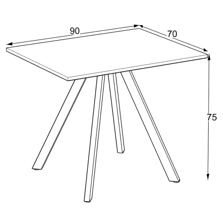 Tavolo da Pranzo Effetto Cemento Rettangolare 90x70 cm Struttura Nera