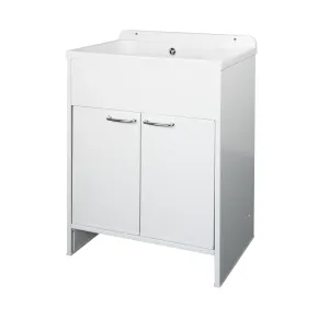Mobile Lavatoio PVC 58x38 cm con Vasca 2 Ante con Kit Scarico Autopulente