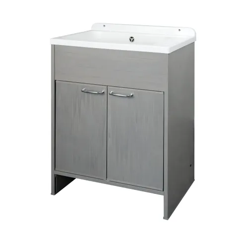 Lavatoio da Lavanderia in PVC con Vasca 58x38 cm Effetto Rovere Esterno