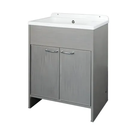 Lavatoio da Lavanderia in PVC con Vasca 58x38 cm Effetto Rovere Esterno