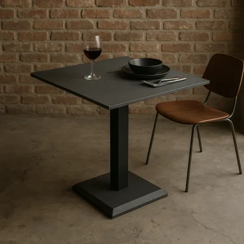 Tavolo Quadrato Nero Ossido 68x68 cm da Soggiorno Moderno Gambe Metallo
