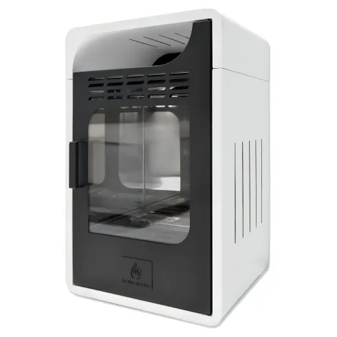 Stufa a Bioetanolo Ventilata 3 kW a Pavimento Bruciatore 1,5 lt Bianco