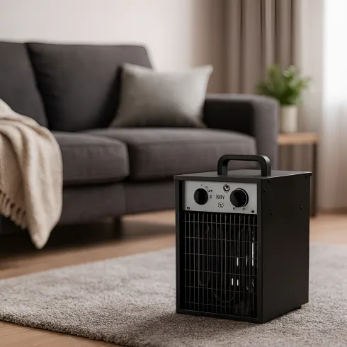 Stufa Elettrica Portatile 1000/2000W Termoventilatore Regolabile Nero