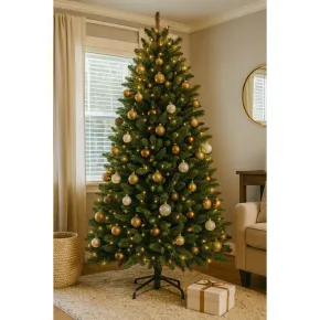 Albero di Natale Effetto Realistico Verde Altezza 240 cm in PVC PE 2
