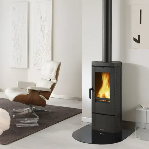 Stufa a Legna Nordica 7kw in Ghisa Tubo Canna Fumi 12 Extraflame Camino Carbone