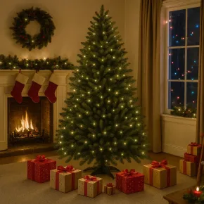 Albero di Natale Effetto Realistico Verde Altezza 180 cm in PVC PE 2
