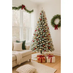 Albero di Natale con Rami Innevati 150 cm in PVC Effetto Neve Realistico 2