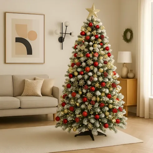 Albero di Natale Innevato Altezza 240 cm Artificiale Rami in PVC