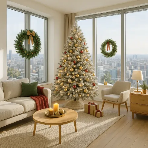 Albero di Natale con Effetto Neve Realistico 180 cm Rami Innevati in PVC