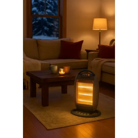 Stufa Elettrica Alogena Oscillante 1200W Compatta 3 Livelli Grigio