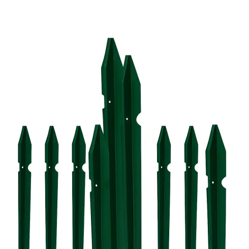 10 Paletti per Recinzione Alti 200 cm 35x35 in Ferro Plastificato Verde Pali a T | BricoShop24