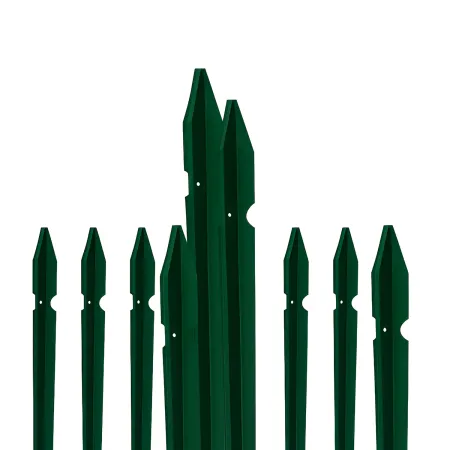 10 Paletti per Recinzione Alti 200 cm 35x35 in Ferro Plastificato Verde Pali a T | BricoShop24