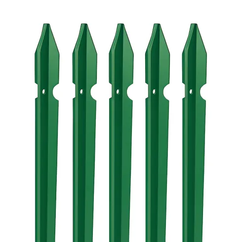 10 Paletti 125 cm per Recinzione in Ferro Plastificato Verde