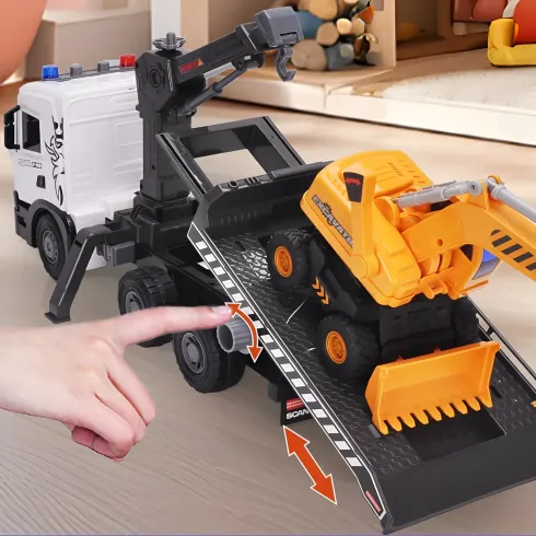 Camion Giocattolo con Gru e Escavatore Scania Luci e Suoni Realistici