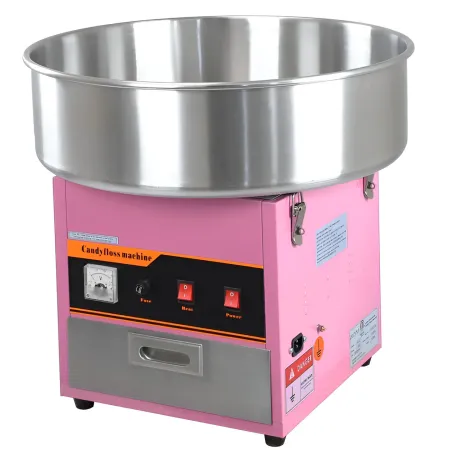 Macchina per Zucchero Filato Rosa Professionale Acciaio con Cupola