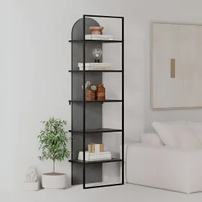 Libreria 5 Ripiani Moderna da Ingresso Soggiorno Grigio Struttura Metallo 2