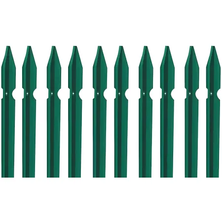10 Paletti Recinzione da 175 cm  in Ferro Plastificato Verde