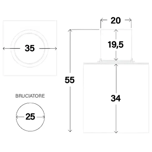 Camino Bioetanolo 1,5L Ghisa Grigio Cilindro Ø35 da Pavimento Moderno