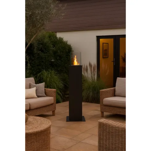 Camino a Bioetanolo a Colonna 110cm Nero 3kW da Giardino Moderno