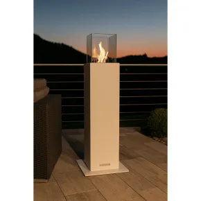 Camino a Bioetanolo a Colonna 110cm Bianco 3kW da Giardino Moderno 2