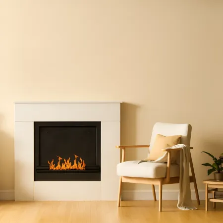 Camino a Bioetanolo 1,8L da Soggiorno 3,4 kW in Legno Bianco Venato