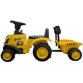 Trattore Caterpillar Cavalcabile per Bambini Giallo con Rimorchio 2