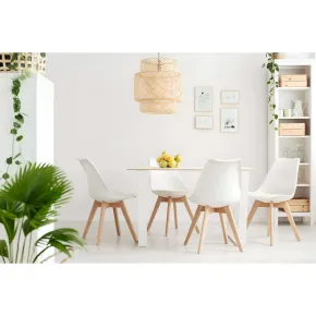Sedia Bianca Cucina Sala da Pranzo Studio Gambe in Legno Moderna 2