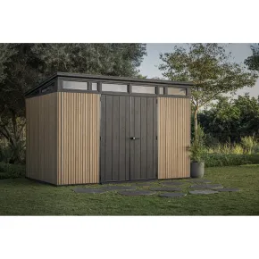 Keter Pent Casetta da Giardino 340x218 Resina Effetto Legno Doppia Porta 2