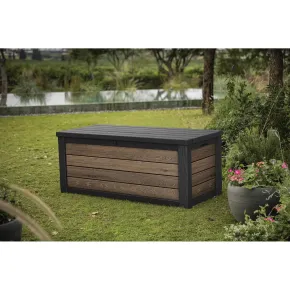 Baule Contenitore Keter 570L in Resina Effetto Legno Noce da Esterno 2