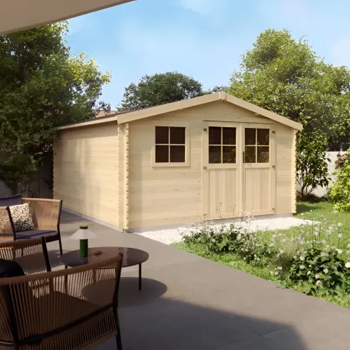 Casetta in Legno da Giardino 4x4 per Attrezzi Doppia Porta Block-House