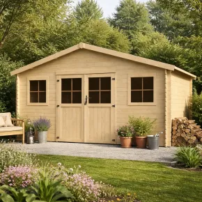 Casetta in Legno da Giardino 28mm 5x4 per Attrezzi Doppia Porta Finestre 2