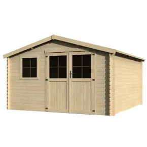 Casetta in Legno da Giardino 4x3 Doppia Porta Block-House 34mm