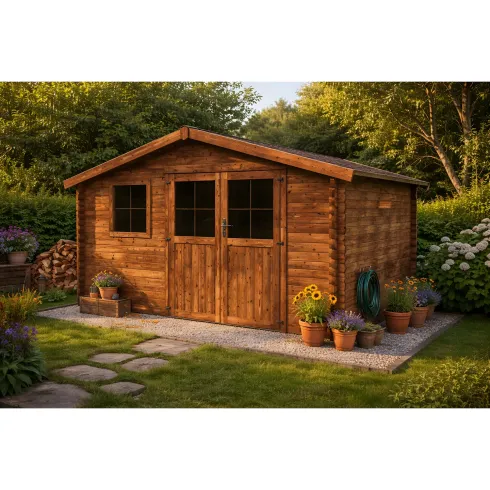 Casetta in Legno Trattato da Giardino 4x3 Doppia Porta Block-House 34mm
