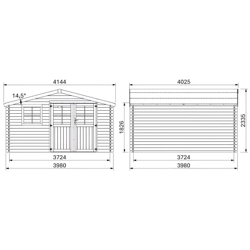 Casetta in Legno Trattato 34mm da Giardino 4x4 Doppia Porta Block-House