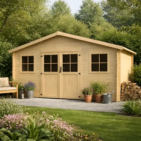 Casetta in Legno da Giardino 34mm 5x5 per Attrezzi Doppia Porta Finestre