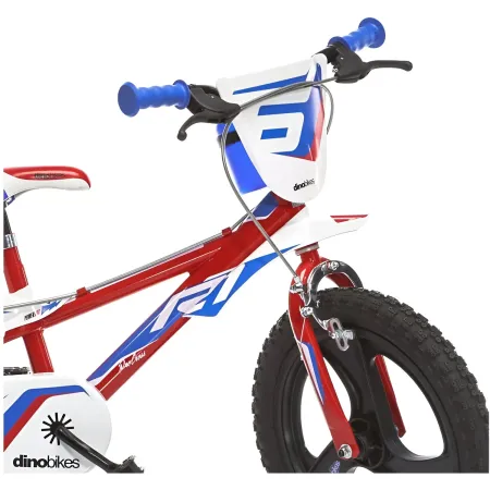 Bicicletta Rotelle per Bambini 14" Gomme Gonfiabili 2 Freni Blu Rosso
