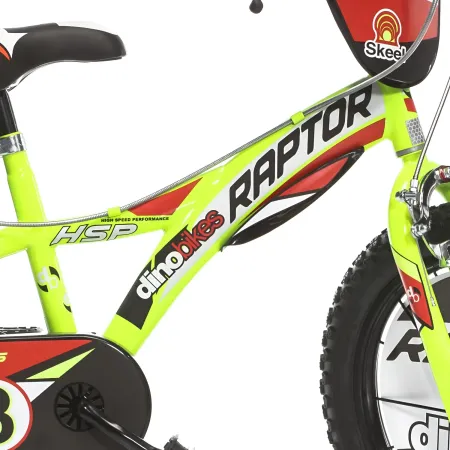 Bicicletta per Bambini 16" Freni Doppi Rotelle in Acciaio Giallo Rosso