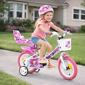 Bicicletta Rotelle per Bambine 12" Fairy Bianco Telaio Acciaio 2 Freni 2