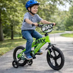 Bicicletta Rotelle per Bambini 12" BMX Verde con Freno Anteriore 2