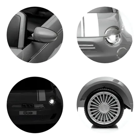 Auto Elettrica per Bambini Fiat 500 12V Bianco Telecomando e Fari LED