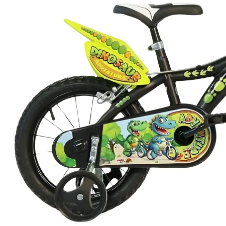 Bicicletta Rotelle per Bambini 16" Dinosaur T-Rex Nero Doppio Freno