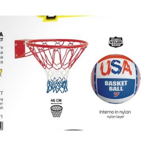 Canestro da Basket Regolamentare 46 cm Pallone Rete Set Pallacanestro Bambini 2