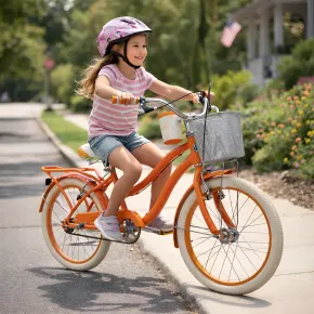 Bicicletta con Cestino Portapacchi 20" per Bambini Arancione 6-8 Anni 2