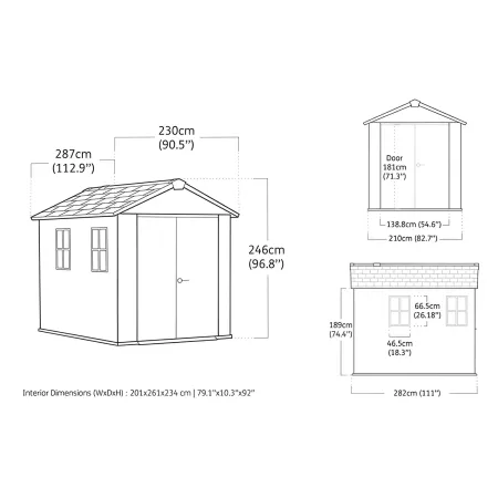Keter Newton Plus Casetta da Giardino 230x287 PVC Effetto Legno 2 Ante